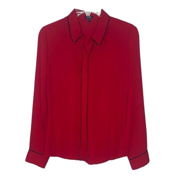 🆕 EXPRESS Red Button Down Shirt with Notched Collar Size S - Picture 1 of 4